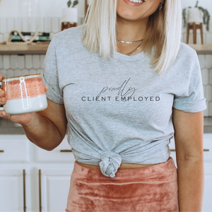 Proudly Client Employed Tee (Athletic Heather, Heather Dust)