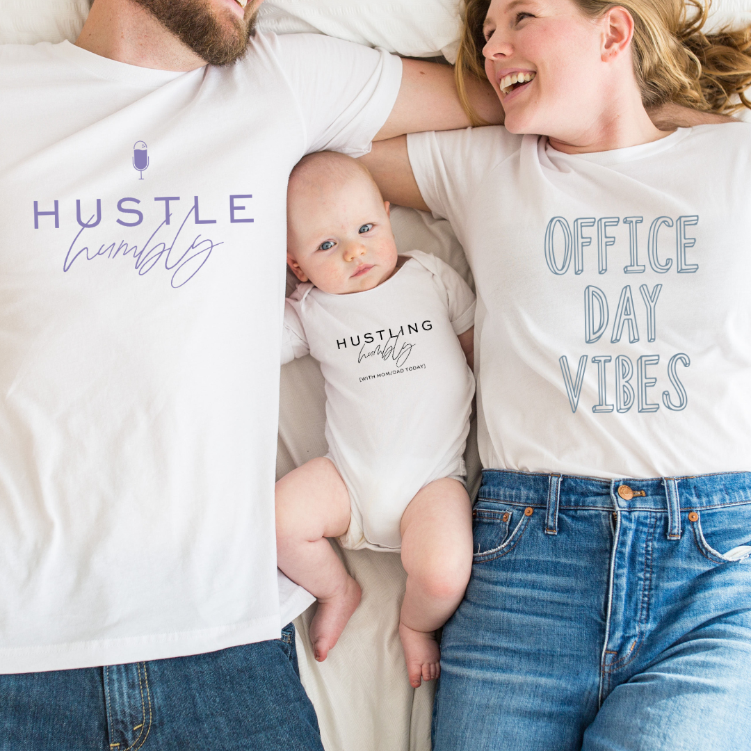 Hustling Humbly with Mom/Dad Today Infant (Gray, Pink, White)