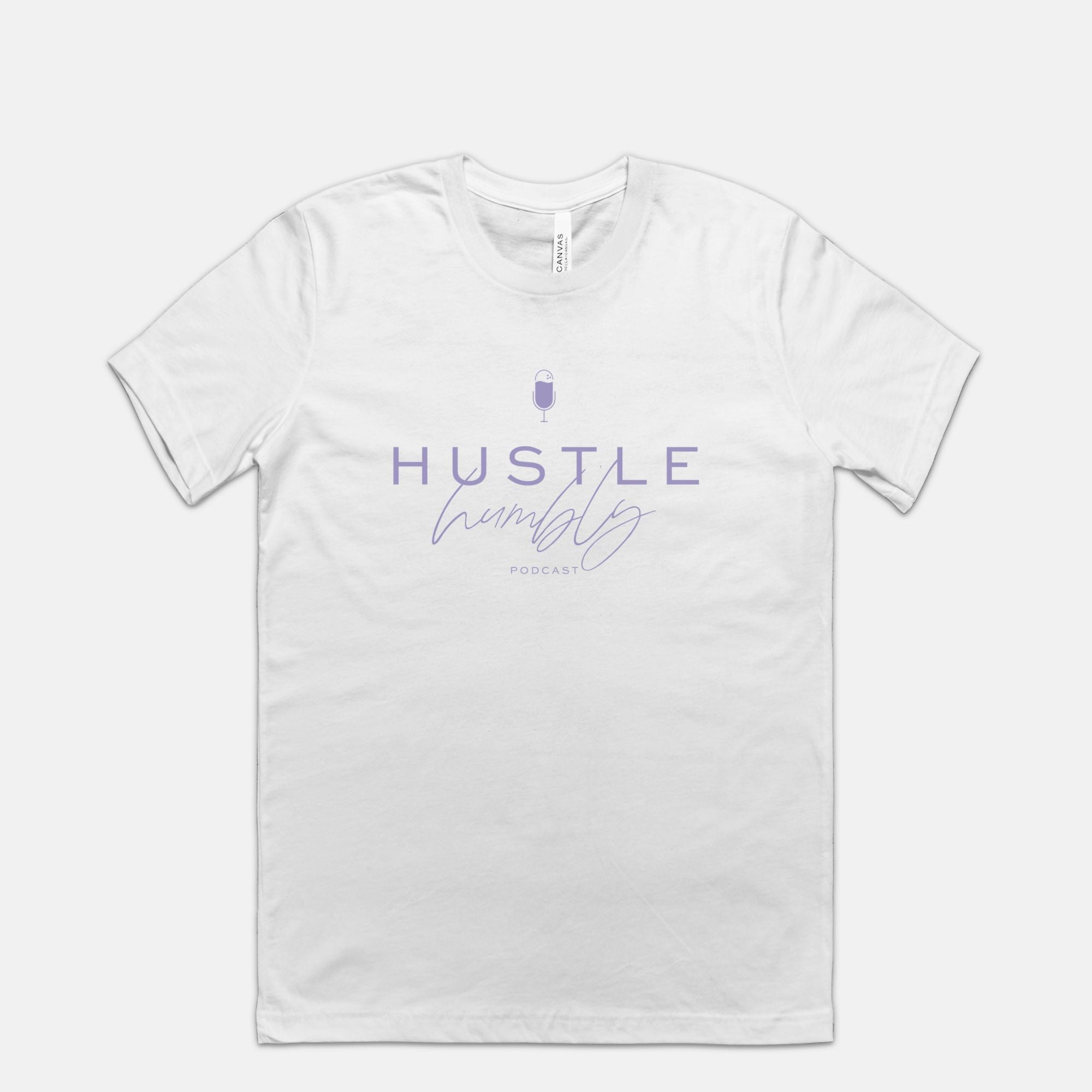 Hustle Humbly Podcast Tee (Black, Lavender Dust, White)