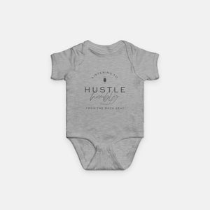 Listening to Hustle Humbly Infant One-Piece (Gray, Pink, White)